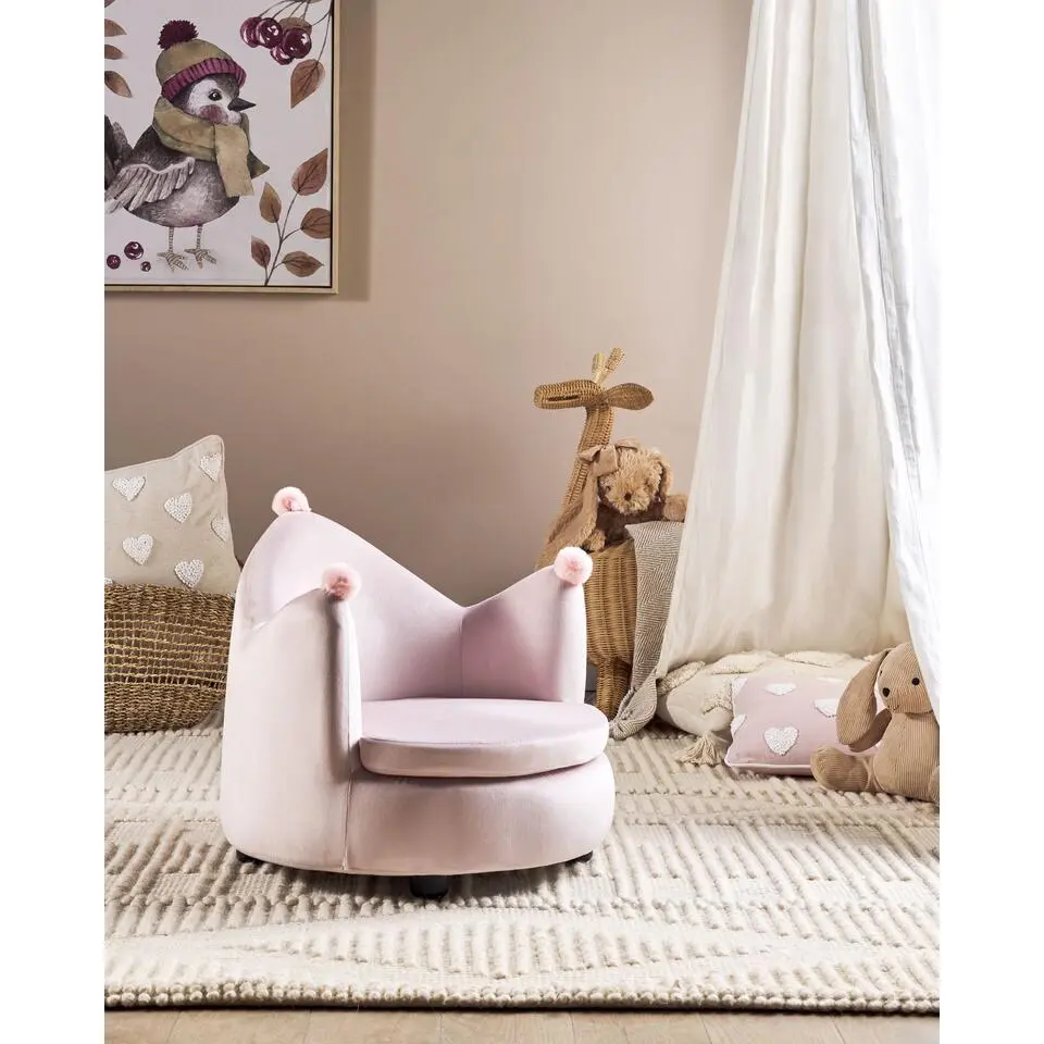 VEGA - Kinderstoel - Roze - Fluweel