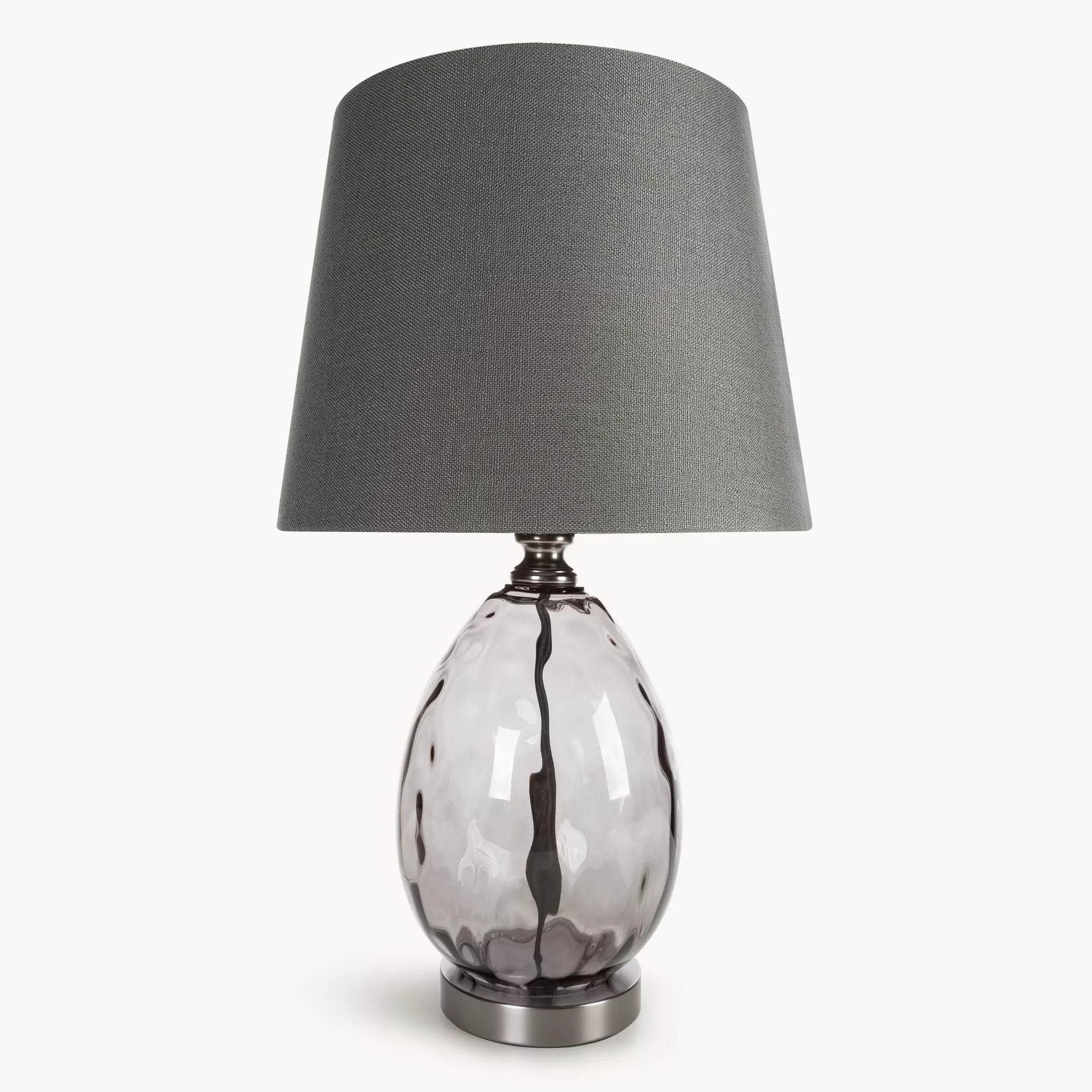 Lampa stołowa nocna grafitowa MAYA z podstawą z dymionego szkła