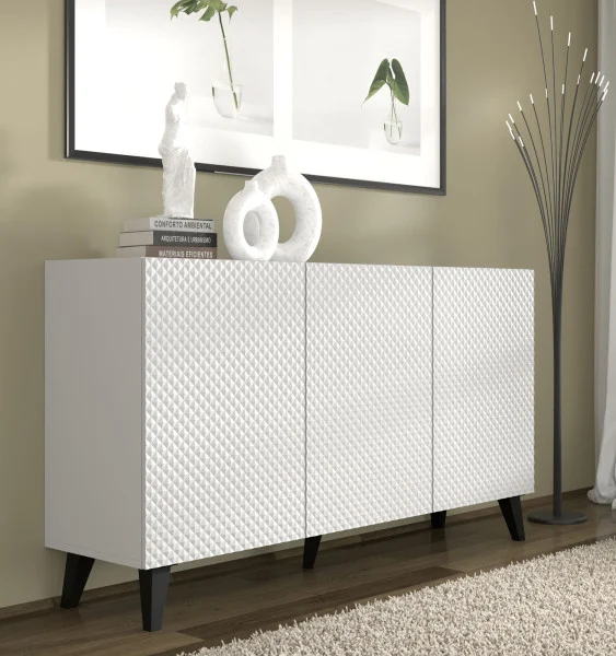 Komoda Ravenna C 150 cm 3D frez biały połysk