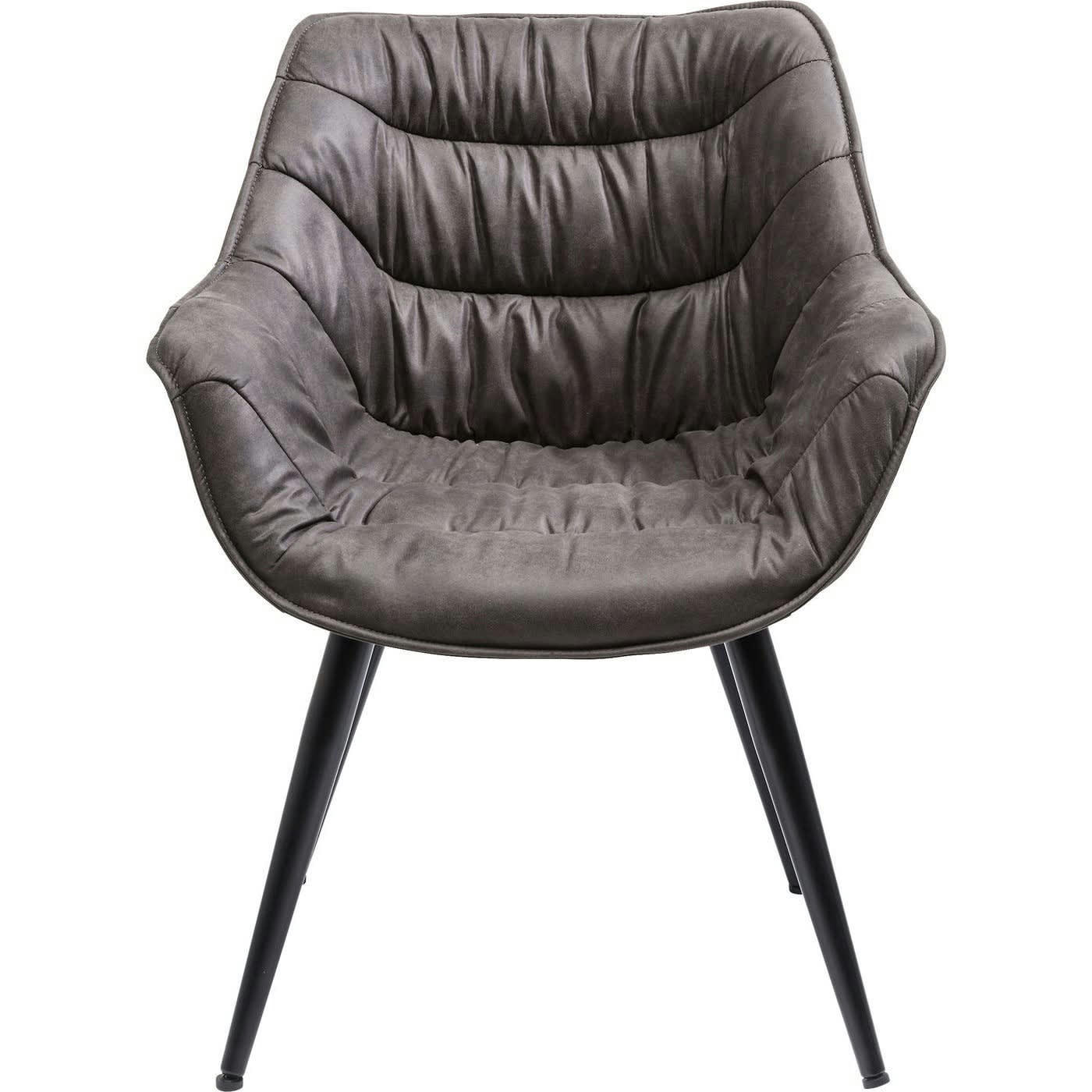 THELMA - Chaise avec accoudoirs en tissu gris et acier