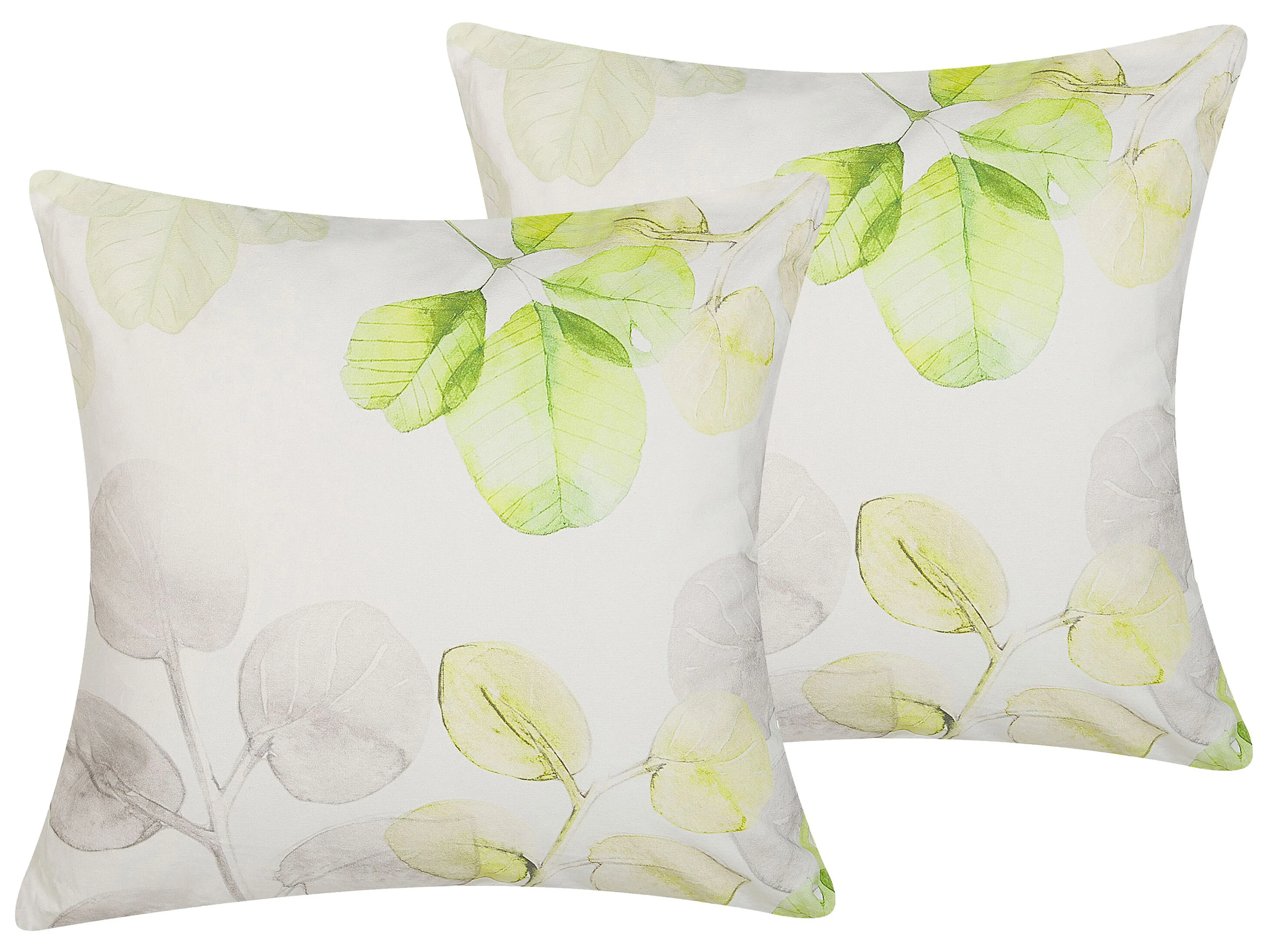 Throw Cushion PEPEROMIA Cotton 45 x 45 cm White Plant Pattern