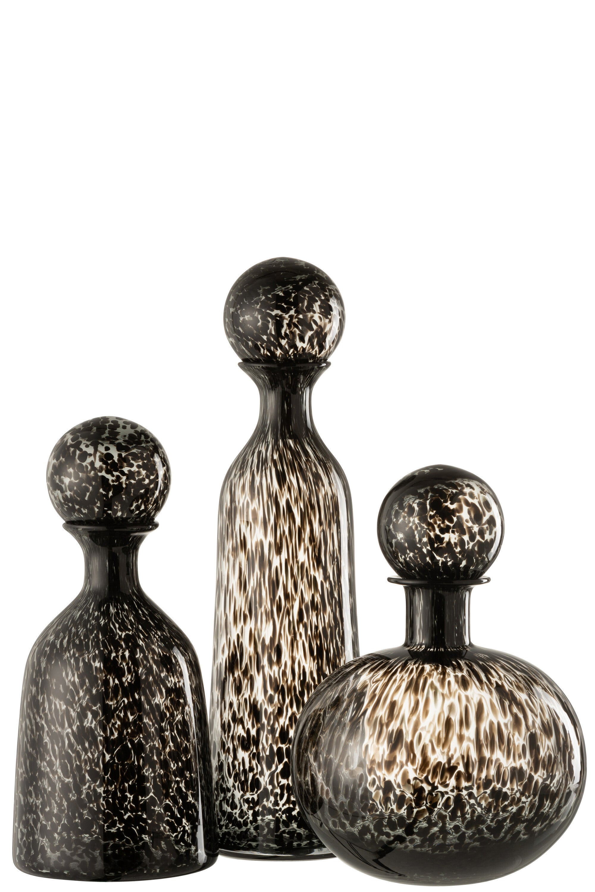 J-Line decoratie Fles + Stop Stip Hoog - glas - zwart - larg