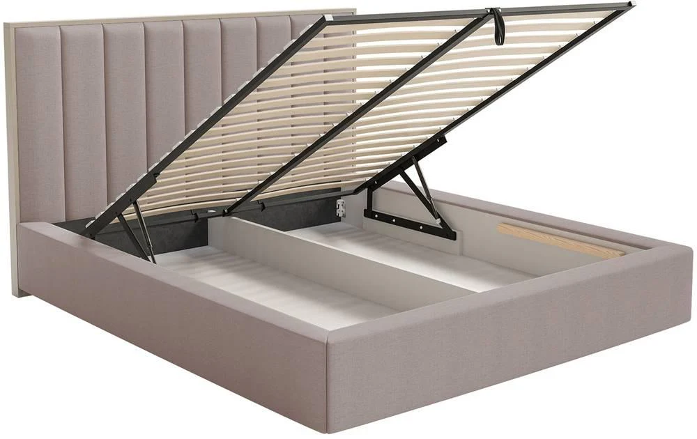 Bedframe Taavi chenille met opbergruimte en verlichting 140 x 200 cm