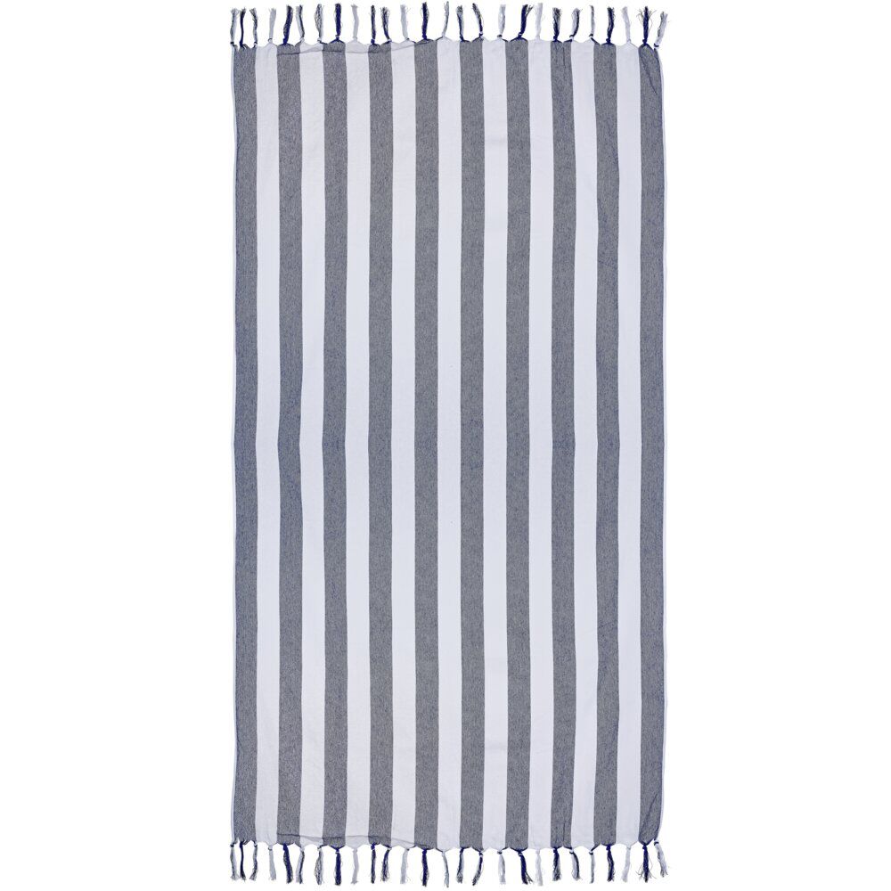 Fouta de plage 1 personne marinière blanc et bleu 90x180cm