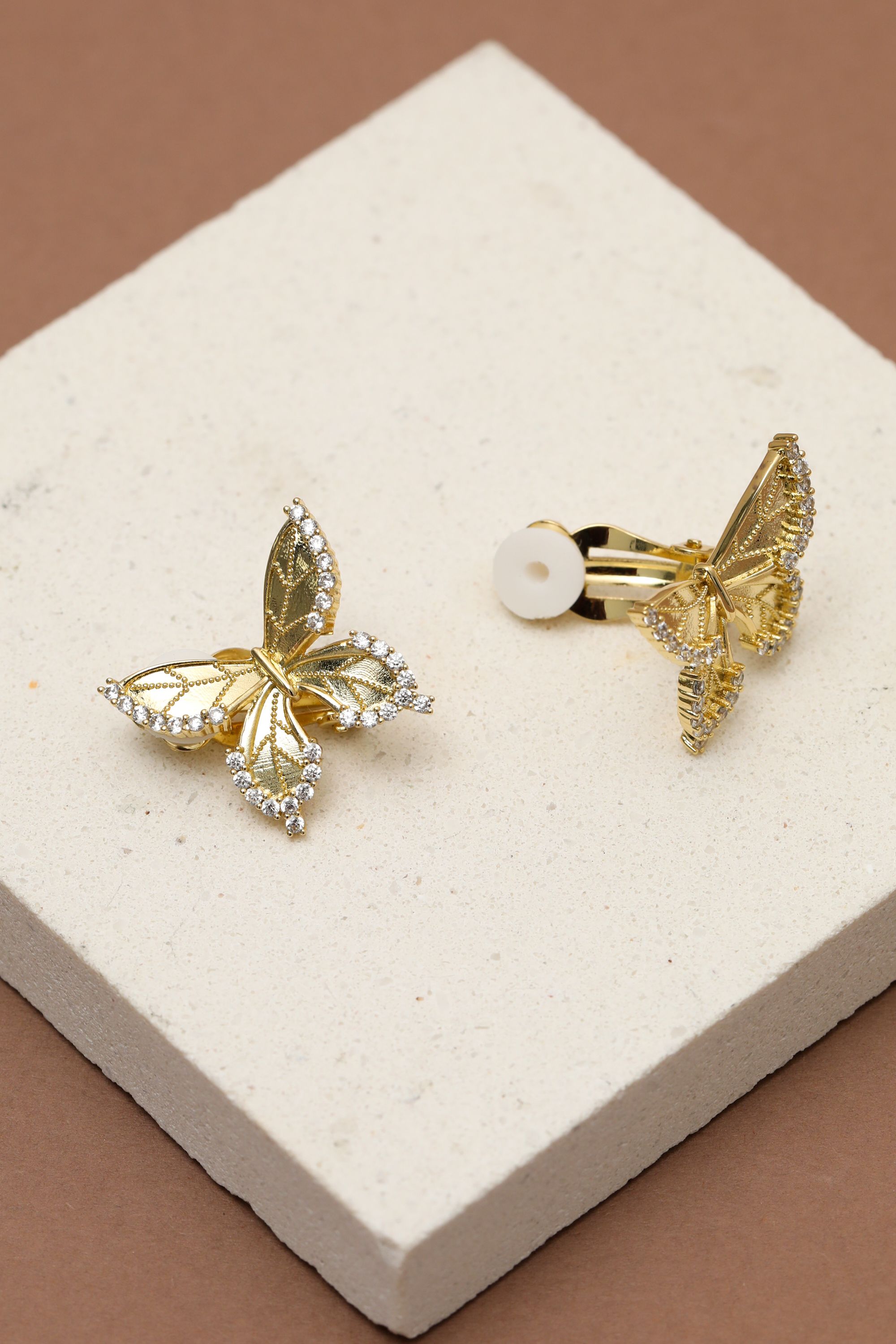 Jon Richard Gold Plated and Crystal Edge Butterfly Clip Earrings