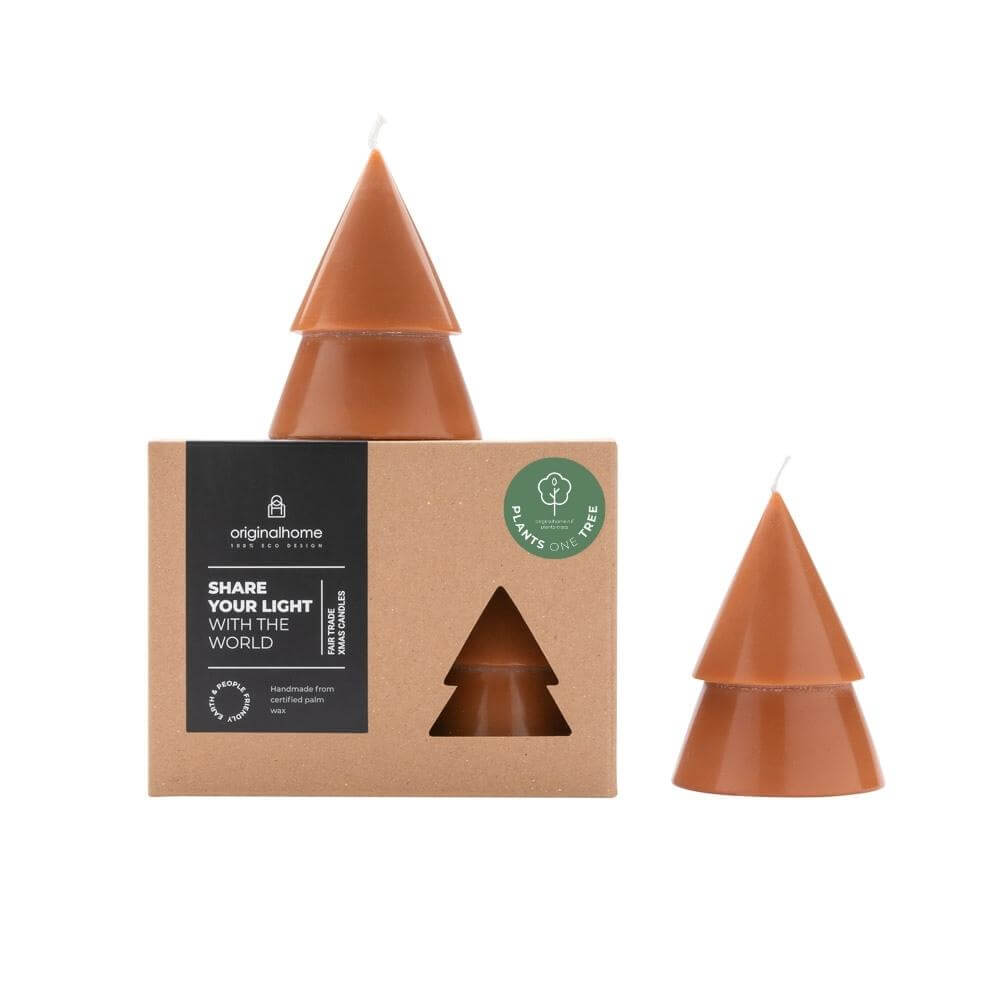 Originalhome dennenboom kaars - camel - M - set van 2