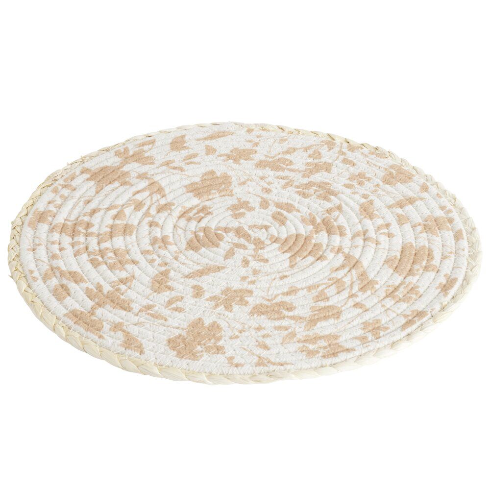 Set de table rond coton motif feuille automne orange Ø35cm