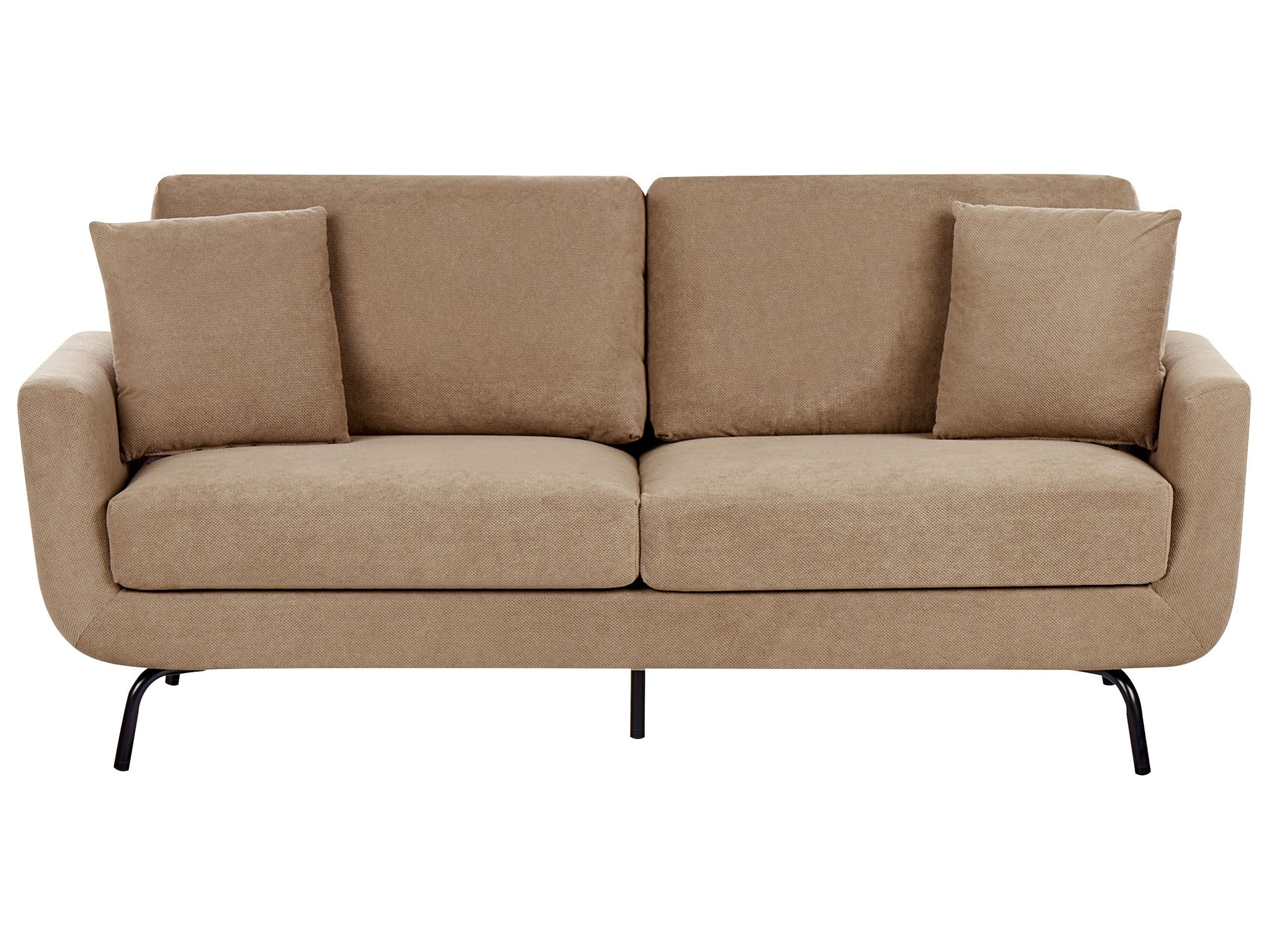 Sofa tapicerowana z metalowymi nóżkami jasnobrązowa
