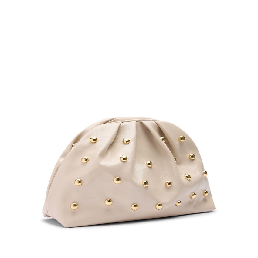 Manfield Beige clutch met gouden studs