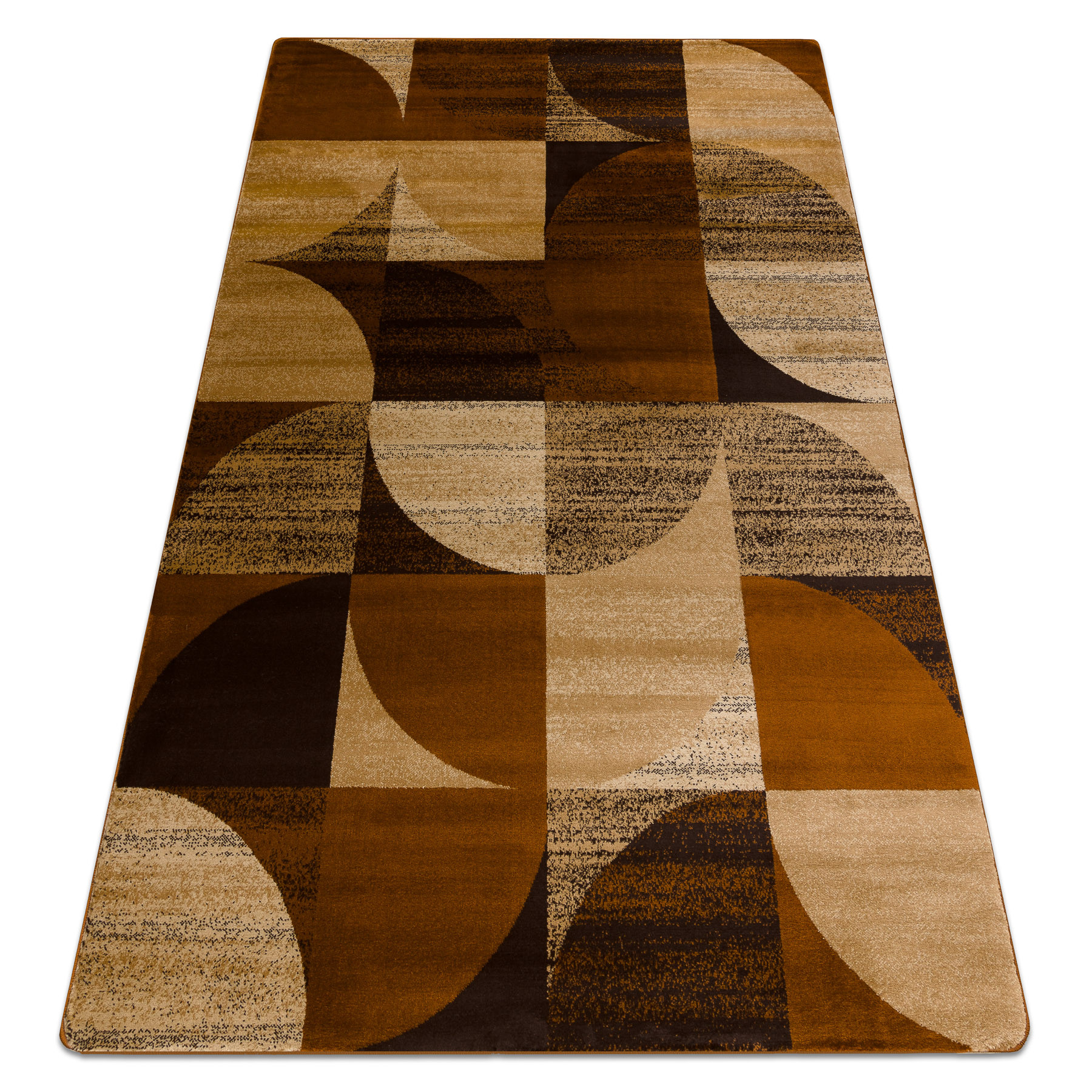 Dywan ROYAL H387 Geometryczny - brązowy / mustard beż100x200 cm