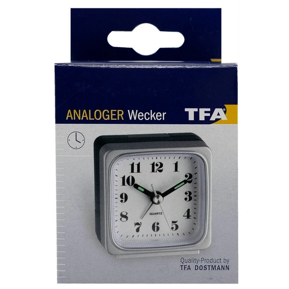 Wecker (Analog), BxHxT: 5,6 x 5,7 x 3,2 cm, silberfarben