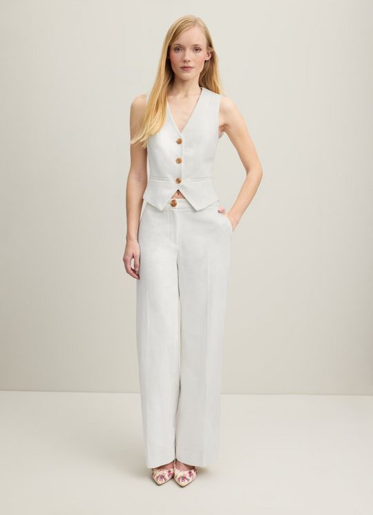 Ami Cream Italian Cotton Wide-Leg Trousers