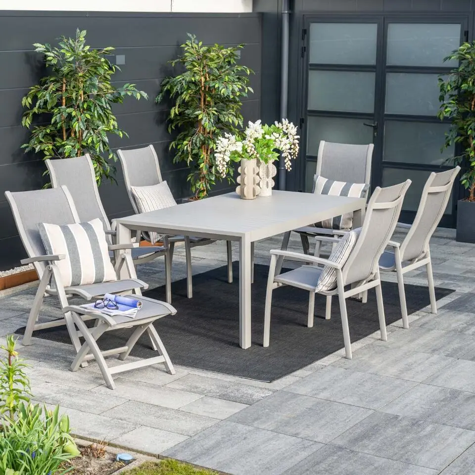 Kyoto �?Aluminium tuin voetenbank �?taupe �?mid grijs