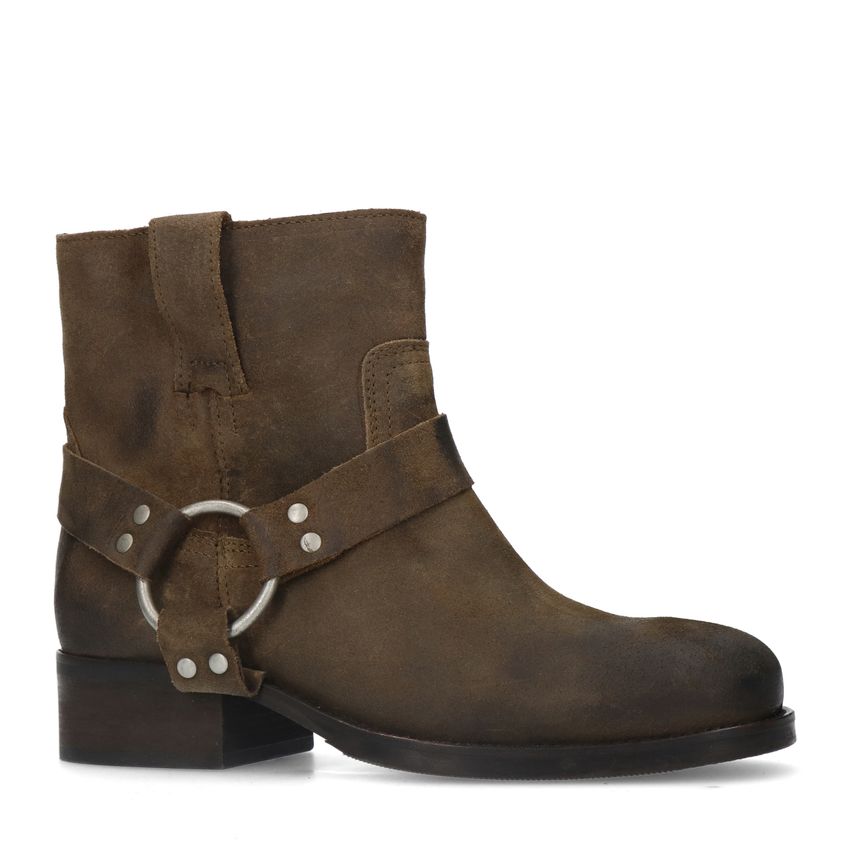 Manfield Bruine suède biker boots