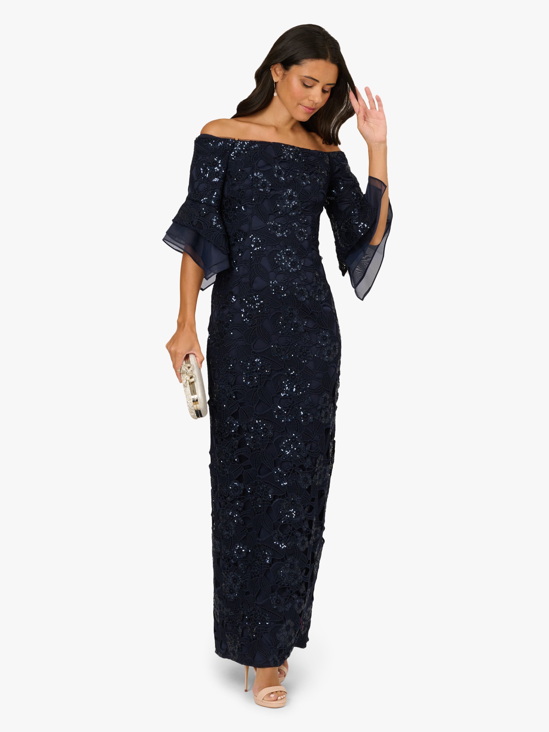 Adrianna Papell Sequin Lace Combo Column Gown