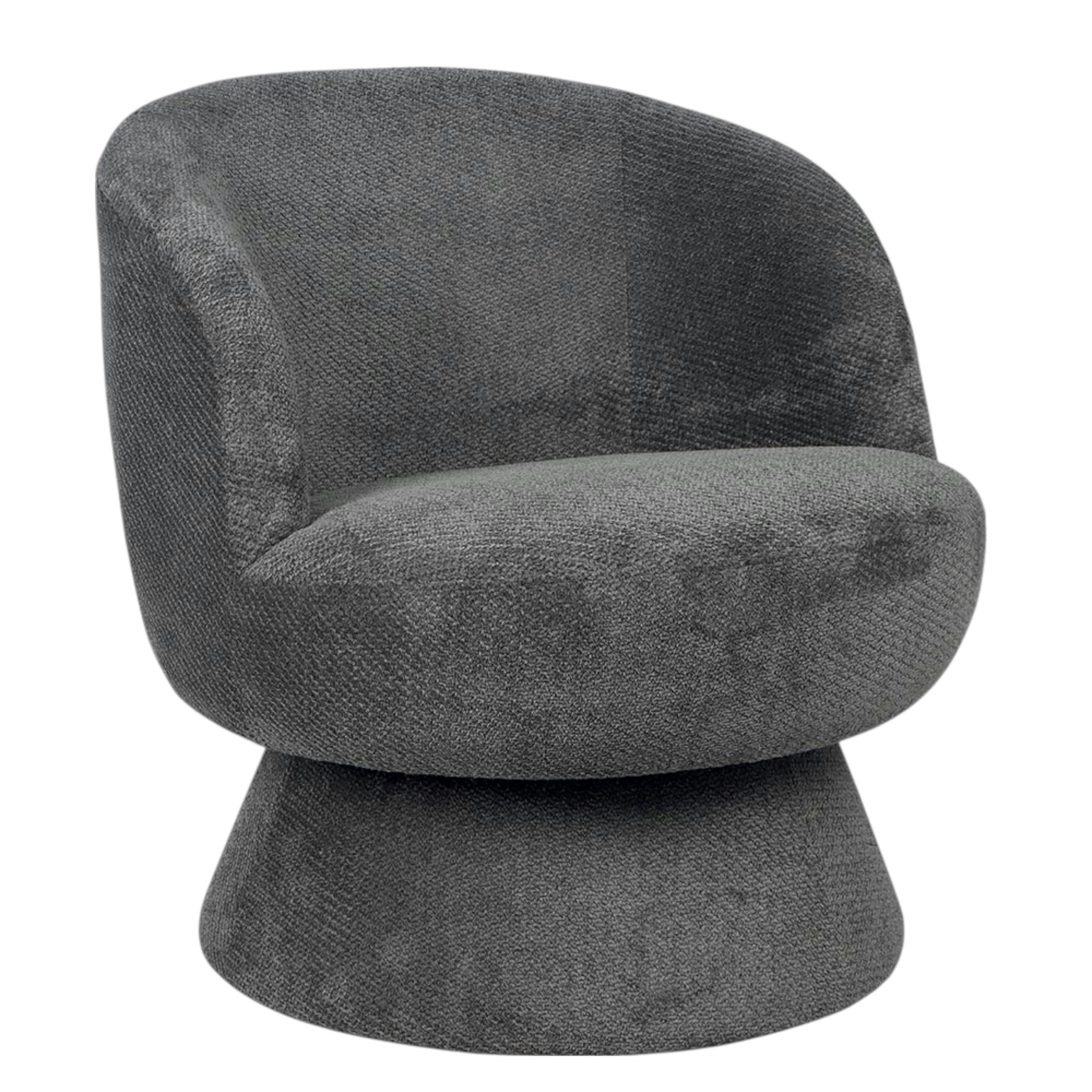 Fauteuil gris pivotant - tissu chenille, style rétro IENA