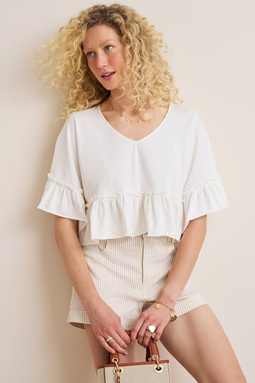 Elaine Ruffle Dolman Tee