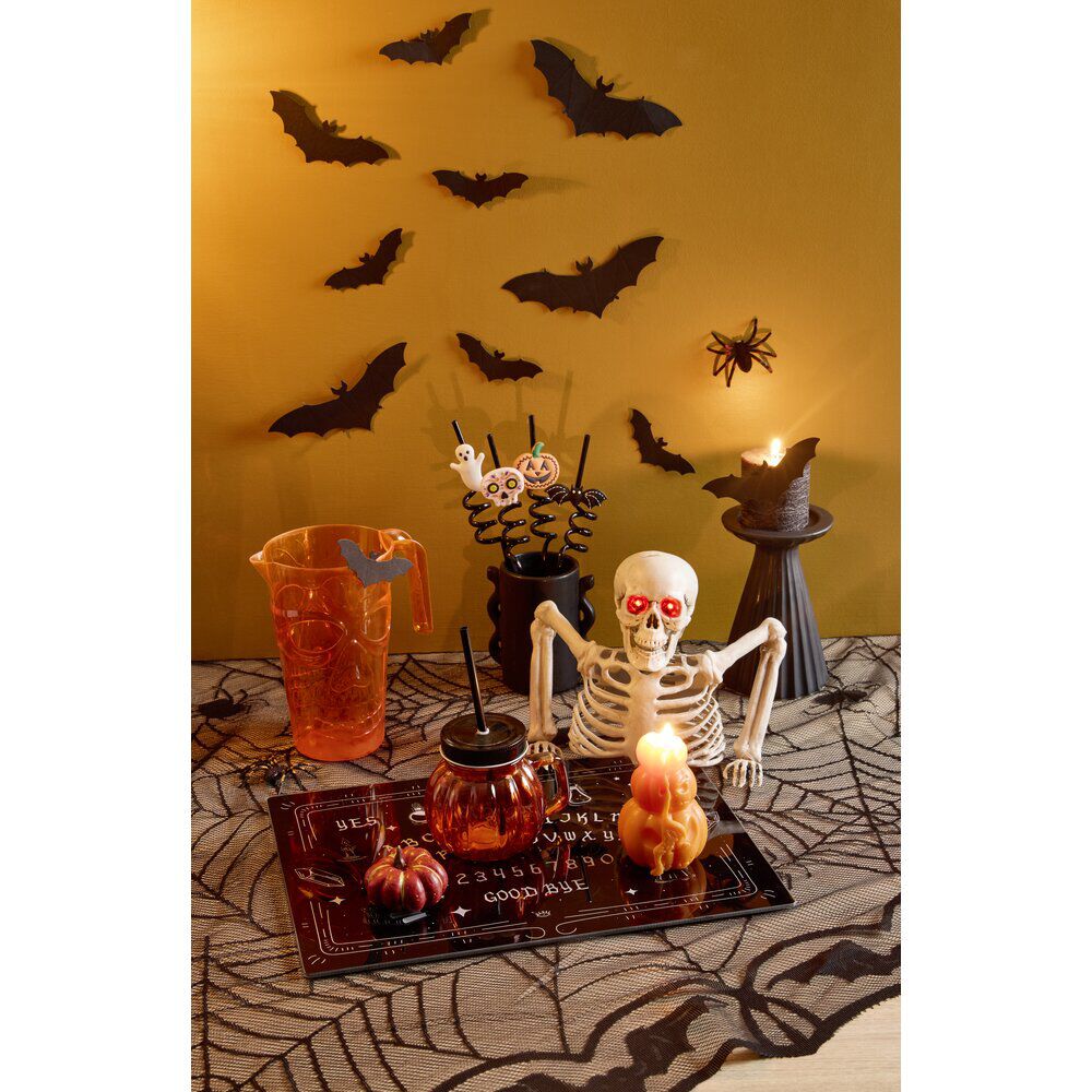 Paille réutilisable Halloween x4 spirale plastique noir L24cm