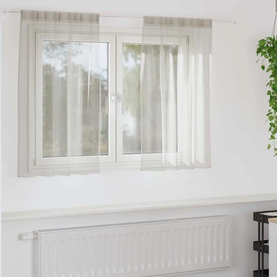 vidaXL Vitrages voor woonkamer - Cr&egrave;me - Polyester - 140x140 cm - Set van 2