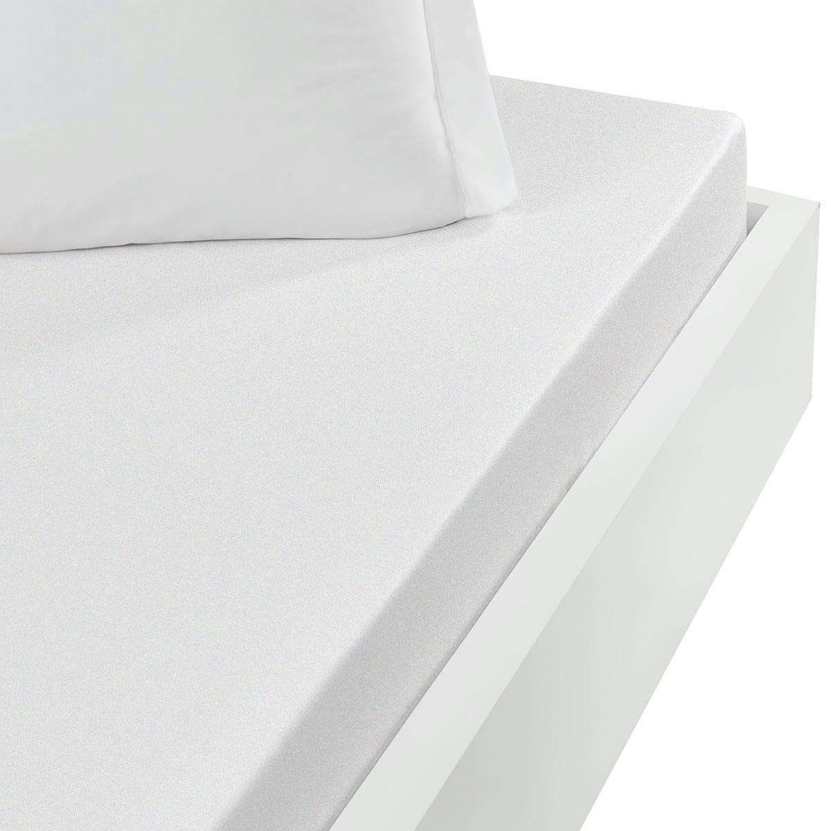 MANHATTAN - Drap housse jersey de coton peigné extensible blanc 90x190 cm