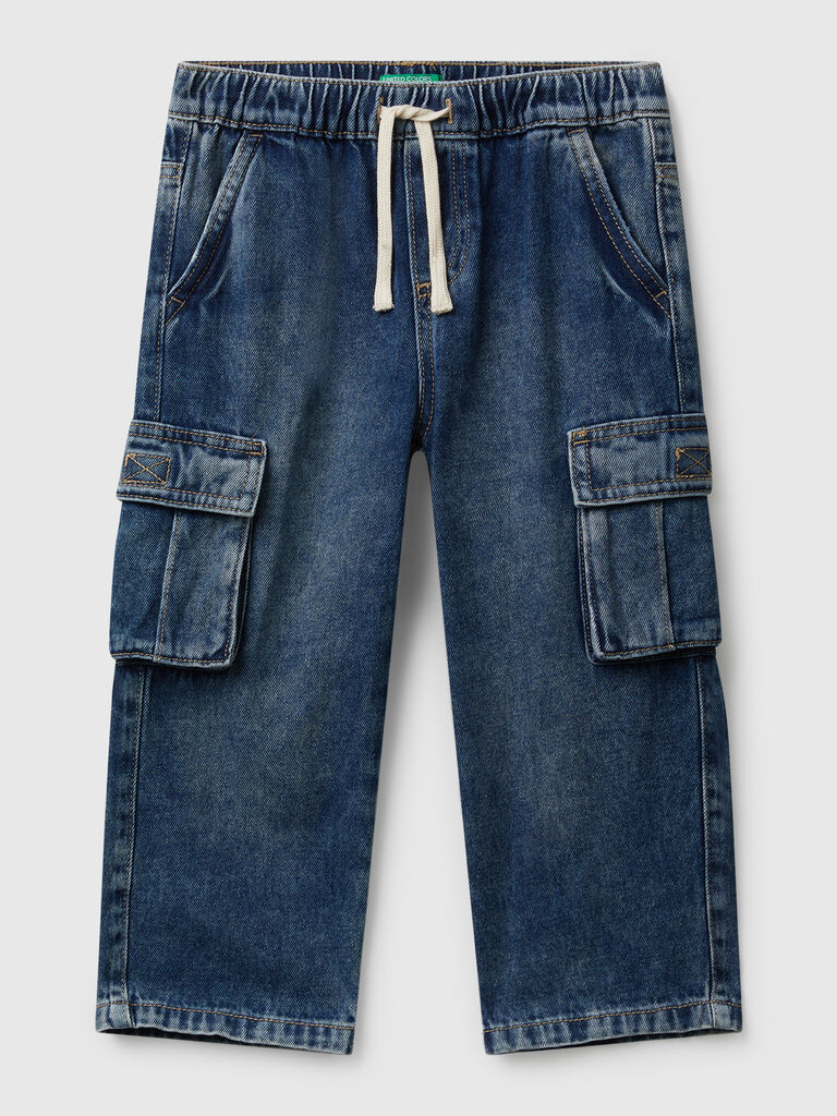 Cargo jeans with drawstring