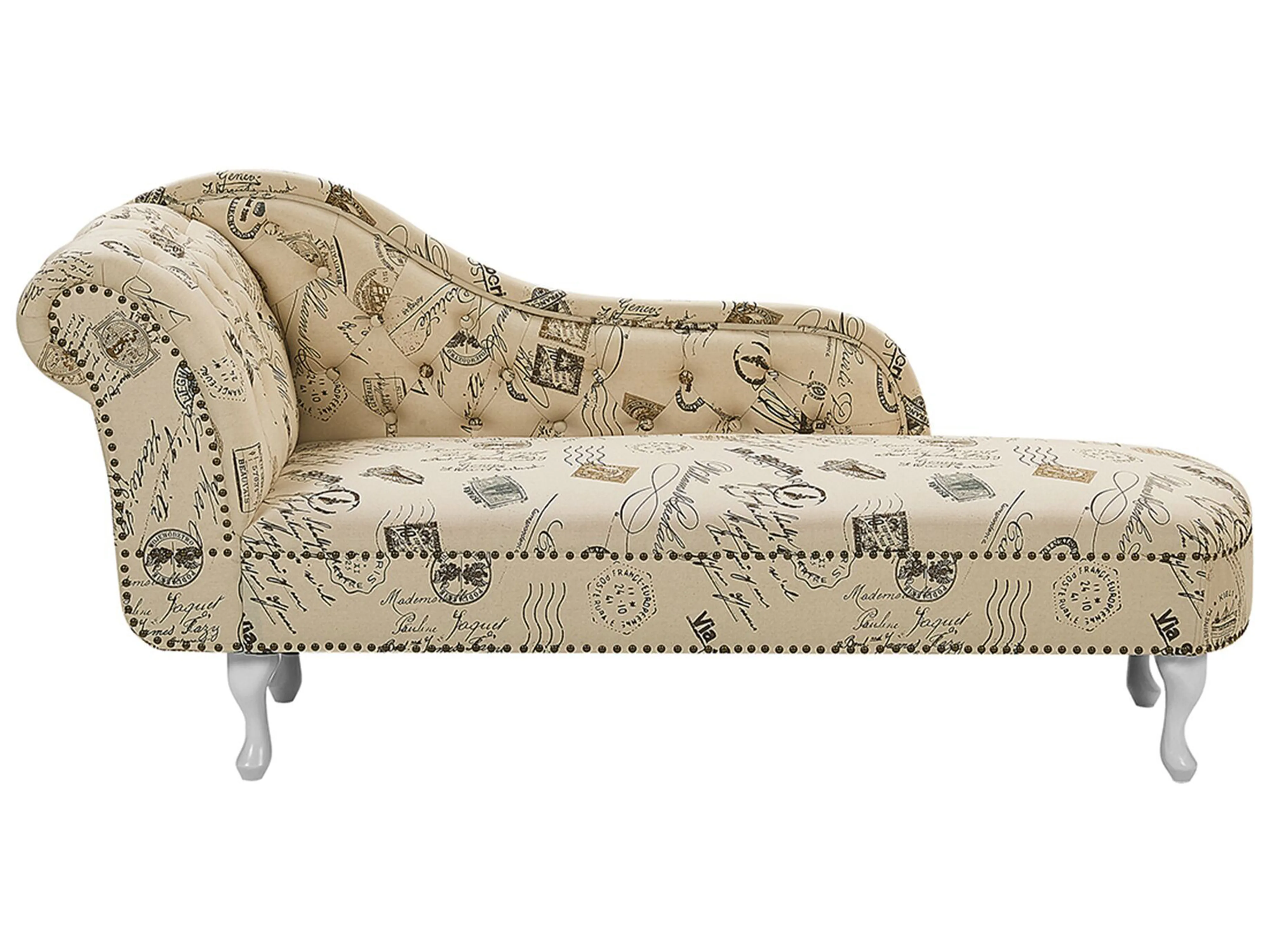 Left-Hand Chaise Longue NIMES Fabric Beige