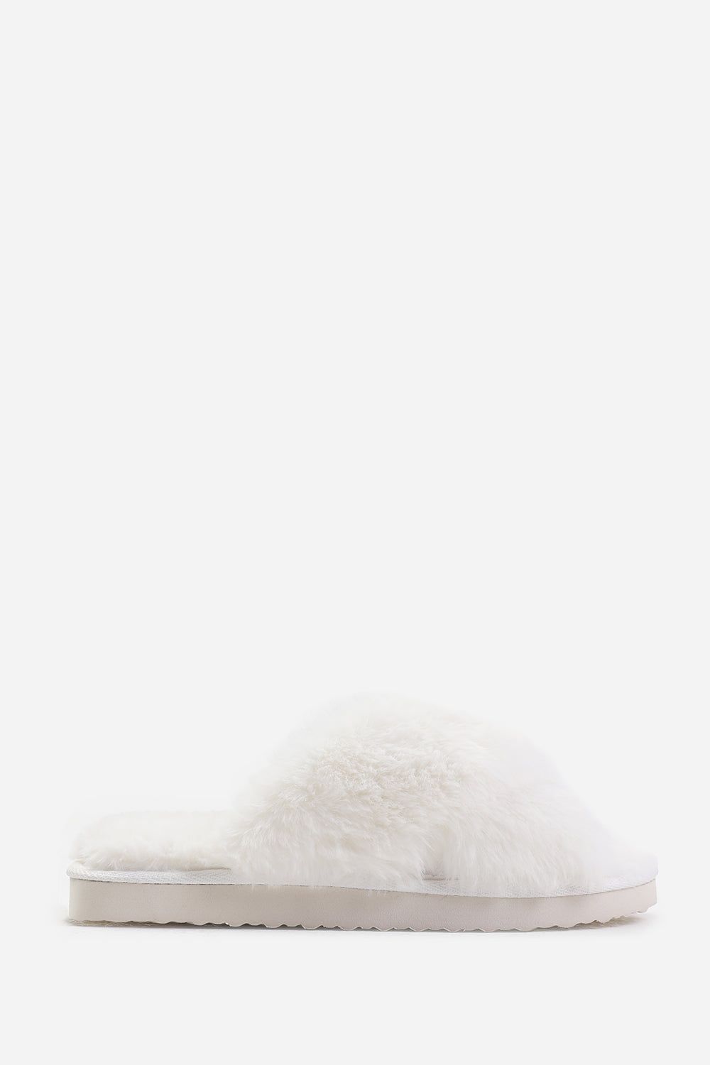 Where's That From Ciara' Faux Fur Cross Over Strap Slippers