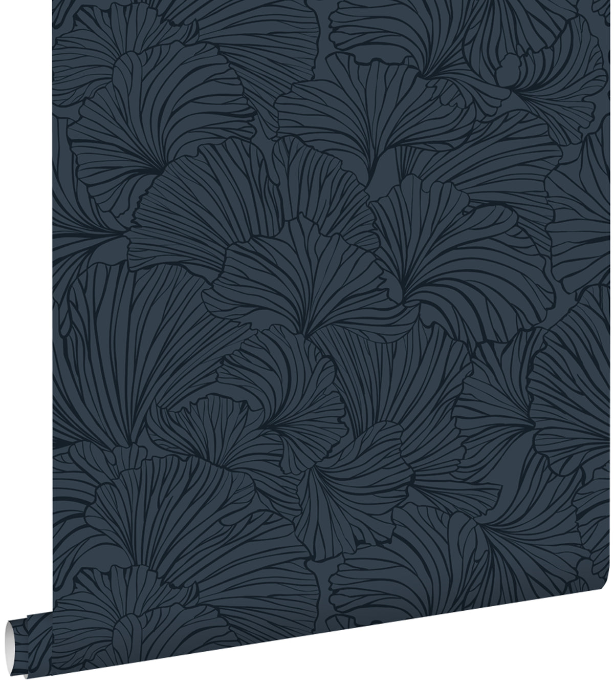 ESTAhome behang ginkgo bladeren donkerblauw - 53 cm x 10.05 m - 139619