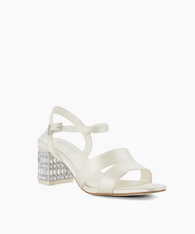 Matrimonie Ivory - Jewel Embellished Block Wedding Heels