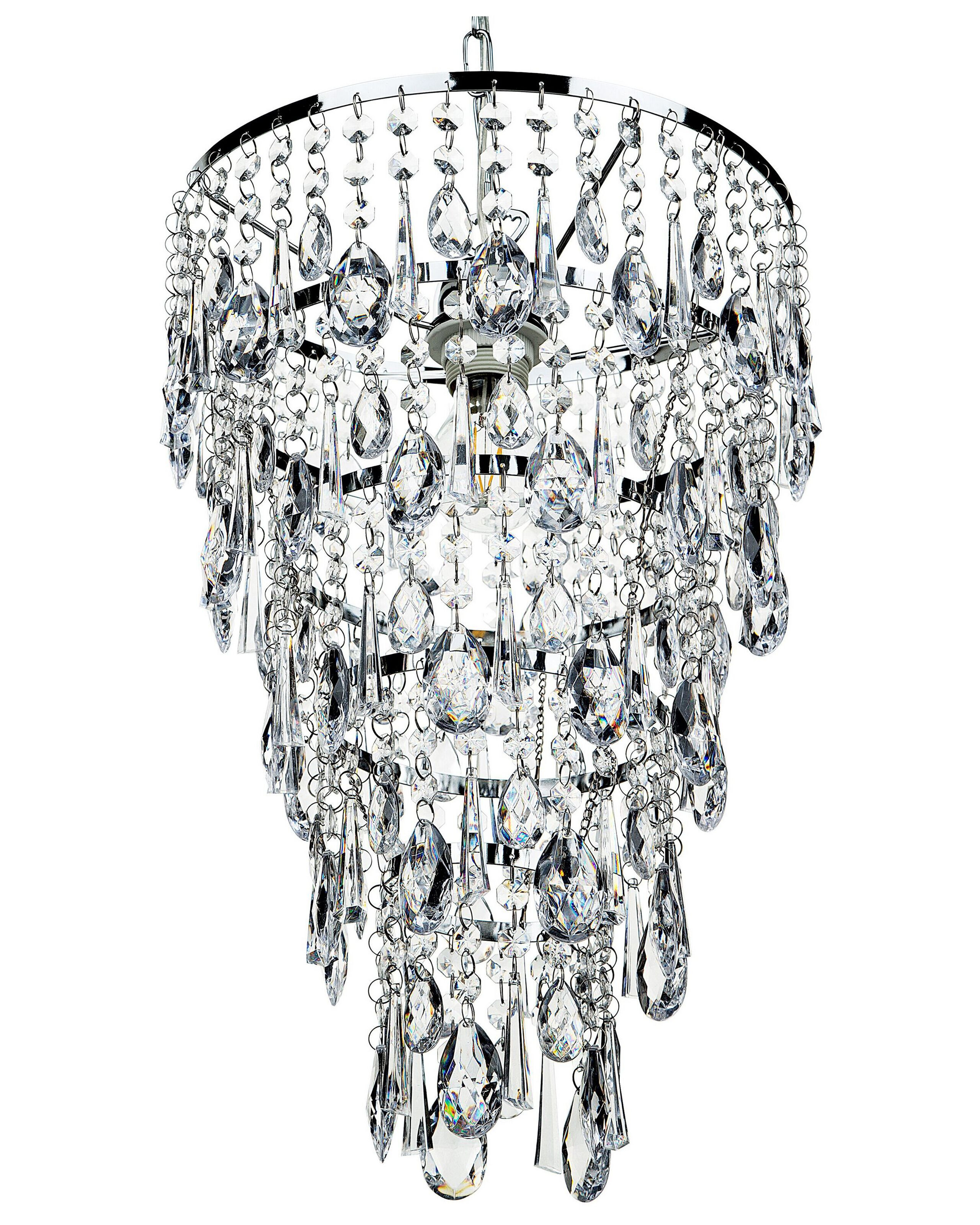 Żyrandol kryształowy lampa glam srebrny