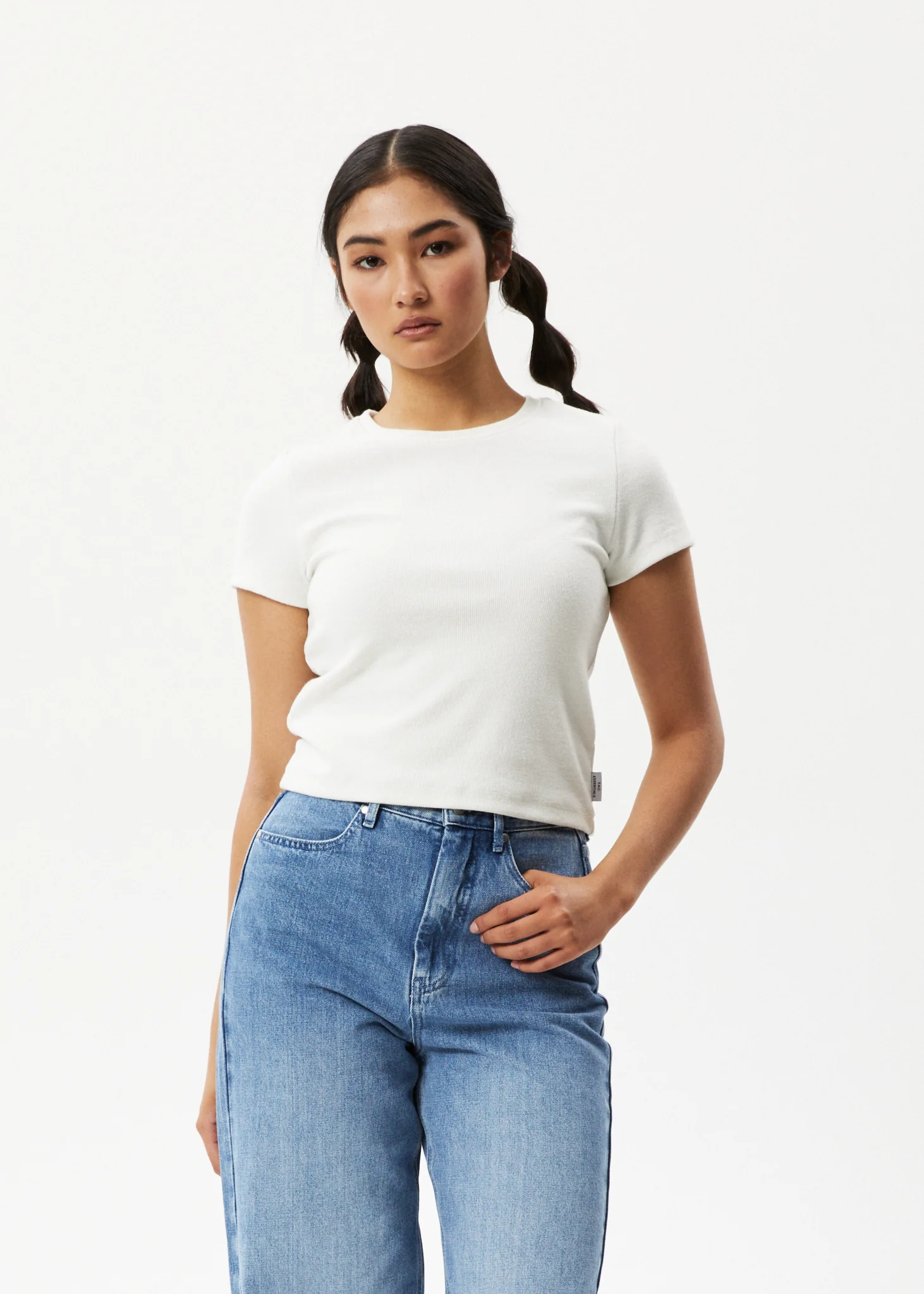 AFENDS Womens Faith - Rib Tee - Off White