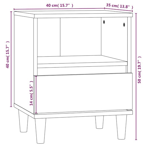 NNEVL Bedside Cabinet Concrete Grey 40x35x50 cm