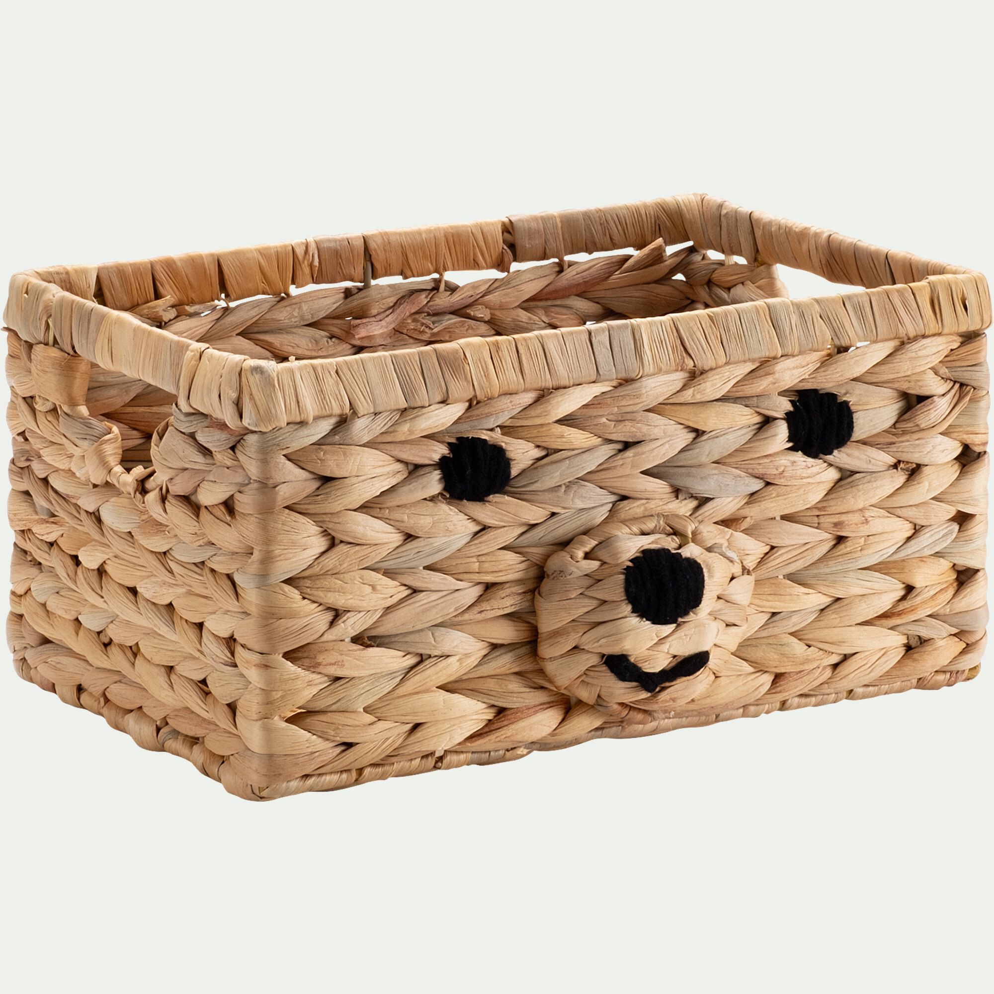 ANTONIN - Panier ourson en jacinthe d'eau 20x30cm - naturel