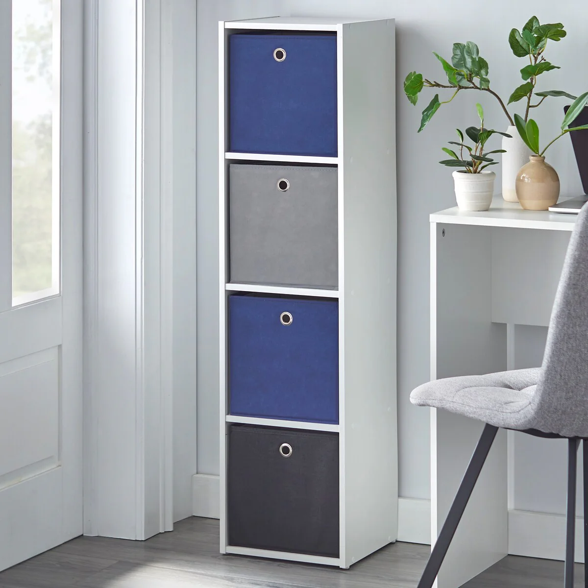 Simple Living Jolie Blue Theme 6-bin Writing Desk with 4-bin Bookcase Set