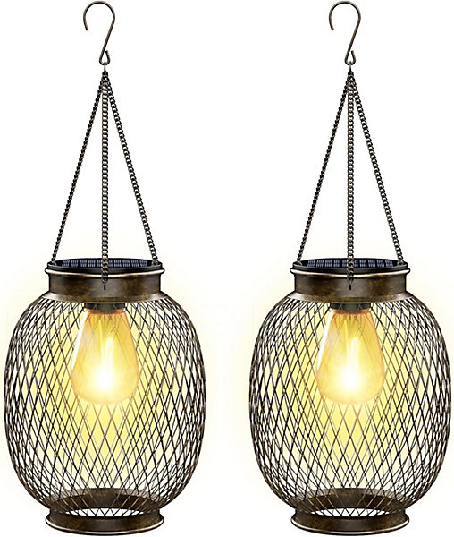 Lampe Solaire Exterieur Jardin Suspendue, Collasis IP65 étanche 2 Pièces Métalavec Ampoule LED
