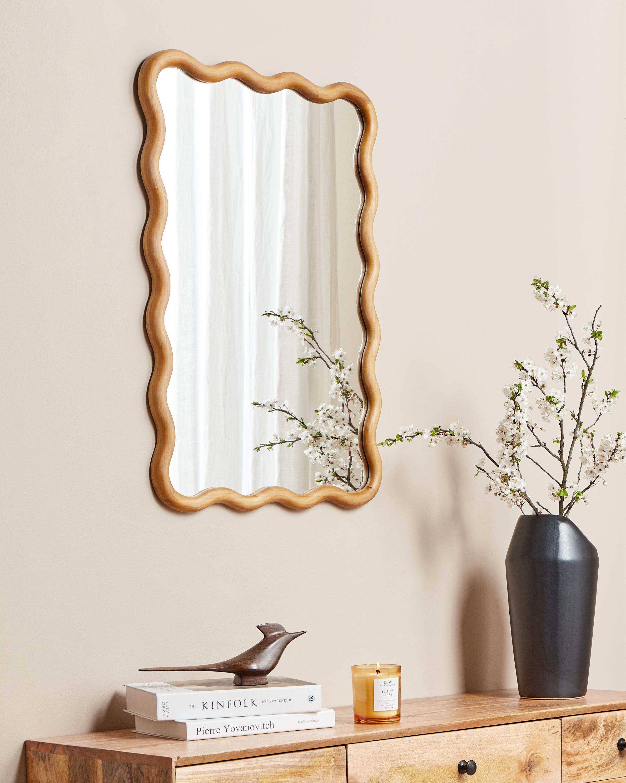 Wall Mirror BEFFES 50 cm 72 cm Pine Wood Natural