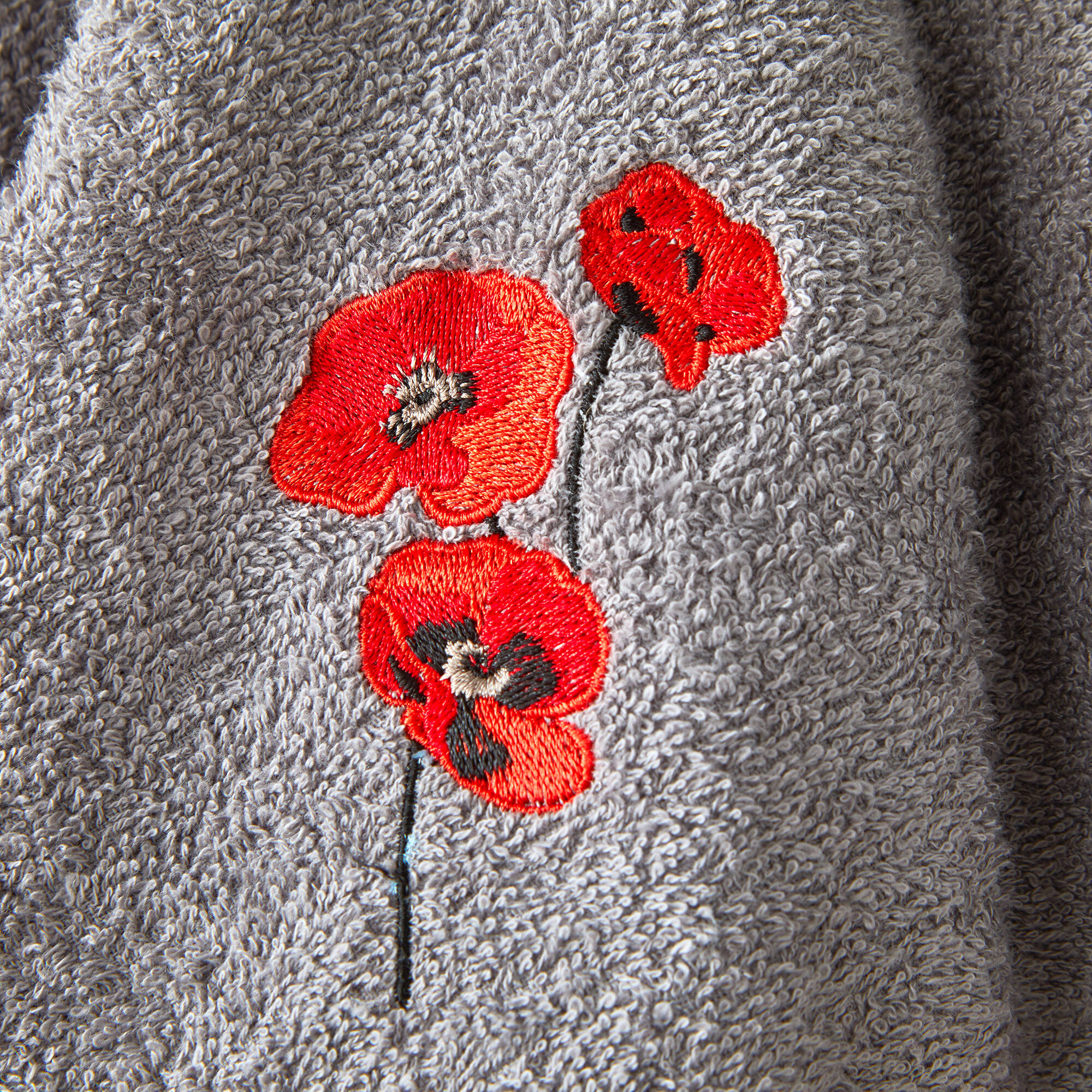 Torchons rond éponge brodée coquelicots - lot de 2