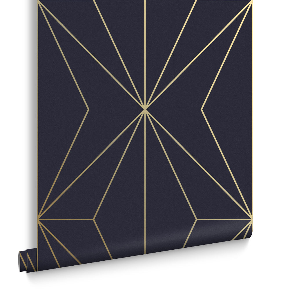 Graham & Brown Vliesbehang - Harmony Navy Gold - 10mx53cm