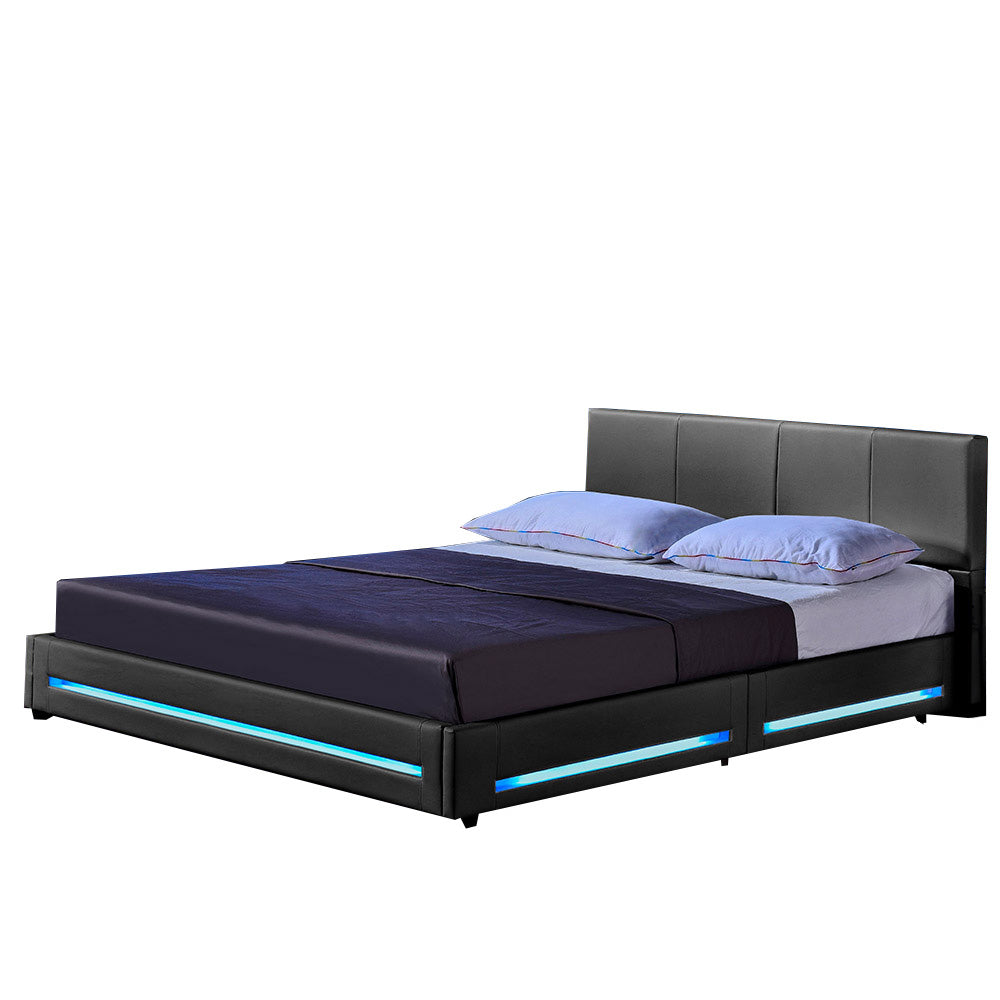 Home Deluxe LED bed ASTEROID donkergrijs 140 x 200 cm