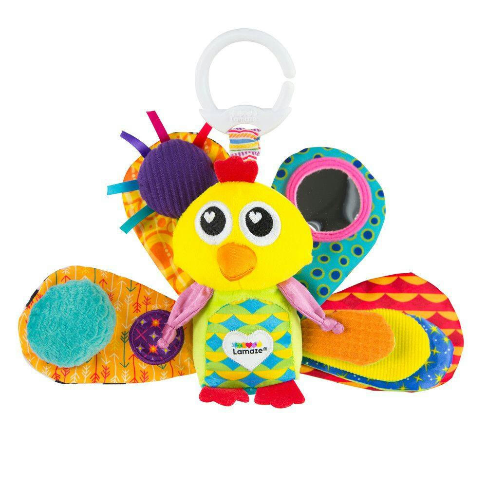 Lamaze Jacques the Peacock Clip & Go Baby Toy, Bilingual, Ages 0m+