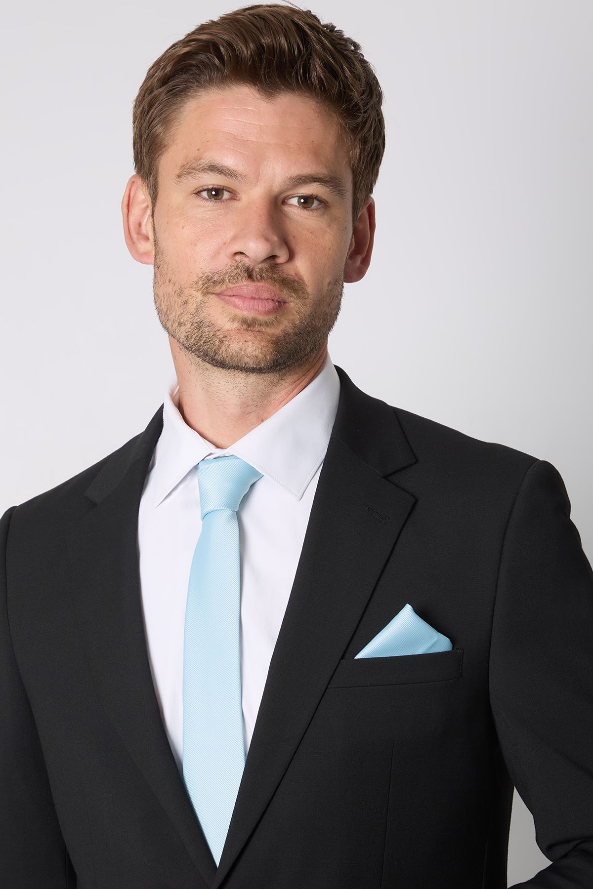 Burton Aqua Plain Tie and Pocket Square Set