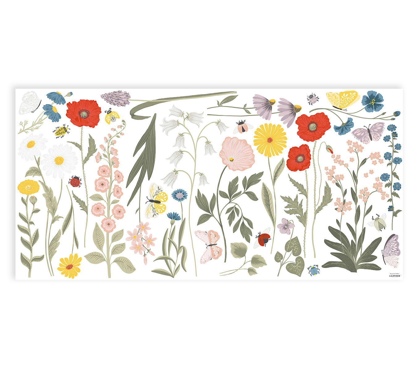 COUNTRY SIDE - Stickers fleurs sauvages en Vinyle mat Multicolore 64x130 cm