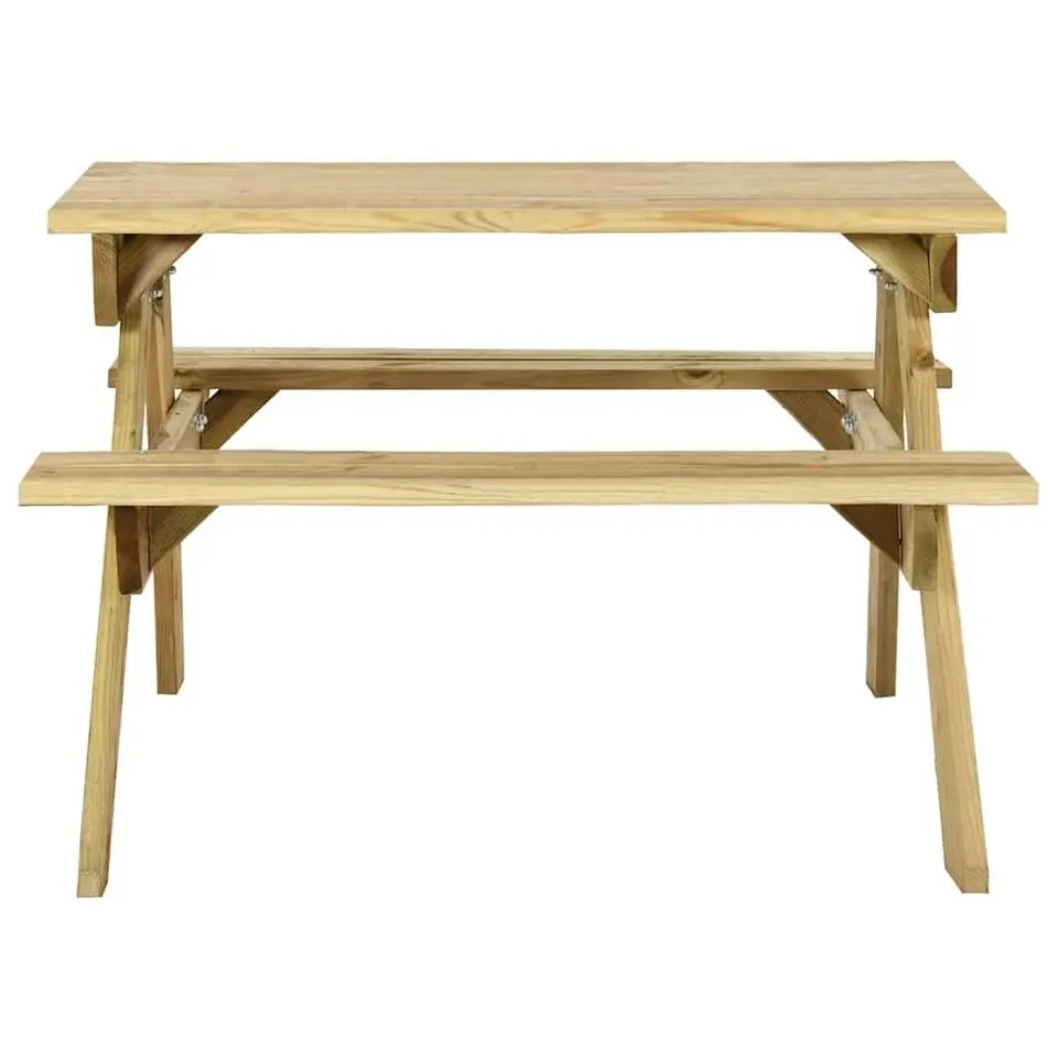 vidaXL - Picknicktafel Met Bank - Bruin - Grenenhout - 110 x 123 x 73 cm