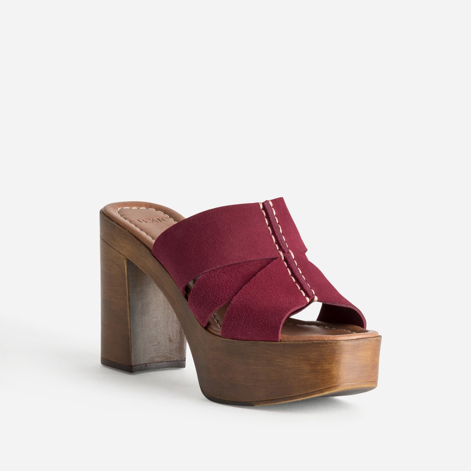 Mule TEXTO bordeaux cuir velours à talon