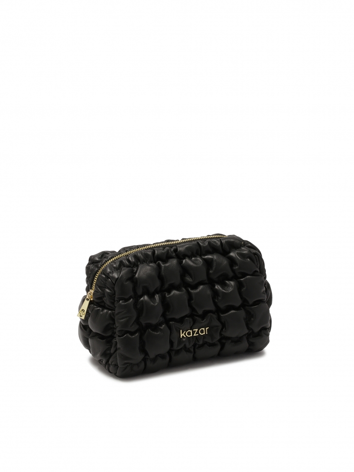 Luxury quilted leather cosmetic bag