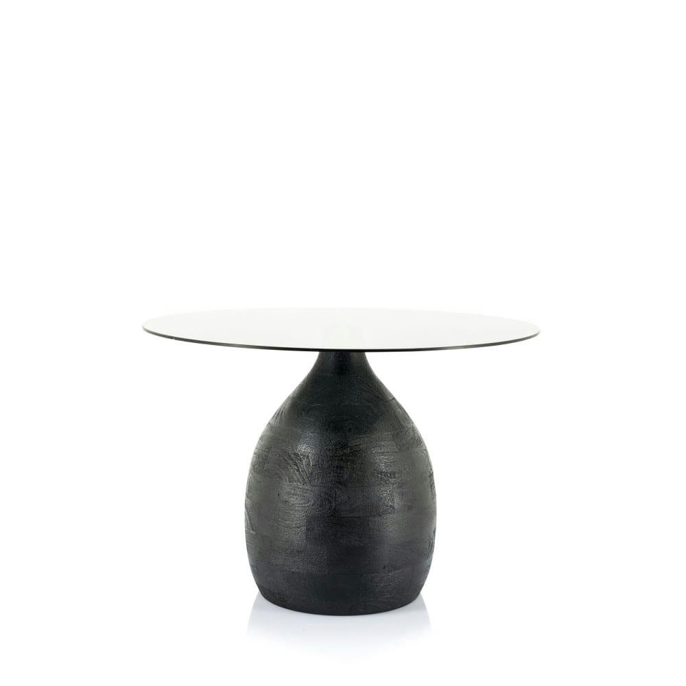 BOND - Table basse en verre et bois D60cm noir