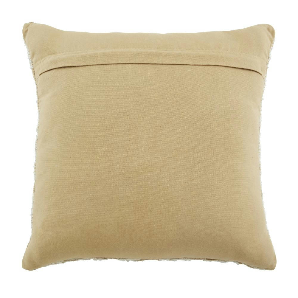 VILLAS - Coussin en coton tissé jacquard beige motifs écrus 45x45