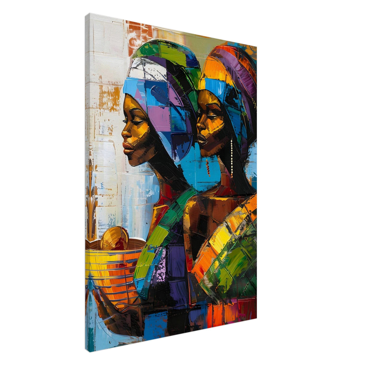 Artfulprints Canvas Colourful sisters canvas - 80x120 cm - Meerkleurig