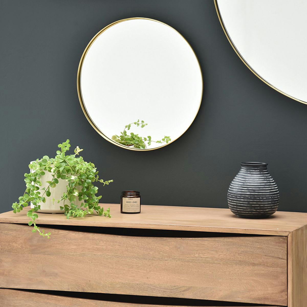 - Miroir rond en laiton -40.000x0.000 cm - Or - Métal
