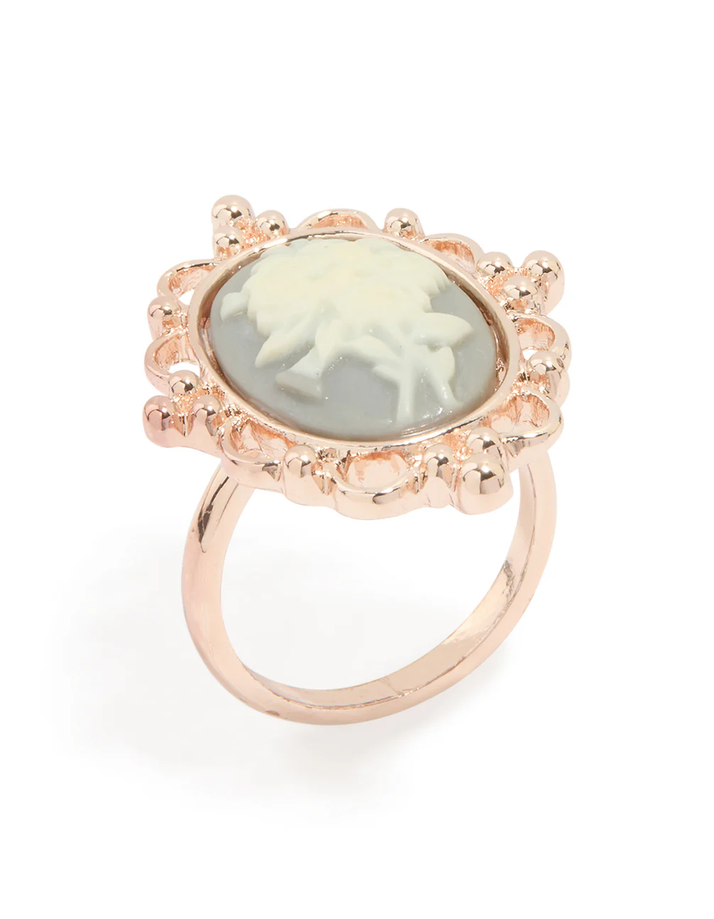 Rose Gold Flower Cameo Ring
